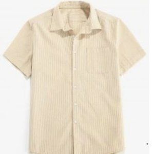 ZAFUL Stripe Pocket Button Up Shirt - Light Khaki